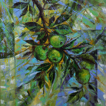 Peinture intitulée "Green apples" par Serhii Voichenko, Œuvre d'art originale, Huile