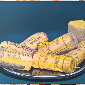 Peinture intitulée "Wine Corks" par Serhii Zapasnyi, Œuvre d'art originale, Huile