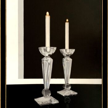 Schilderij getiteld "Two Candles" door Serhii Zapasnyi, Origineel Kunstwerk, Olie
