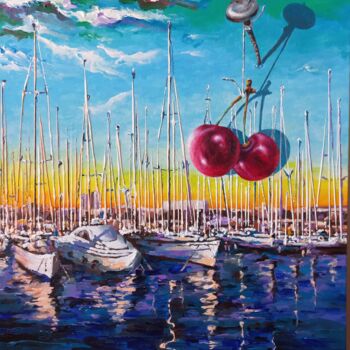 Painting titled "Barcelona. Port Vell" by Serhii Zavarzin, Original Artwork, Acrylic