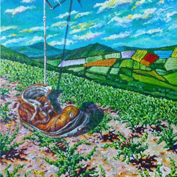 Картина под названием "Las viñas de Collio…" - Serhii Zavarzin, Подлинное произведение искусства, Акрил