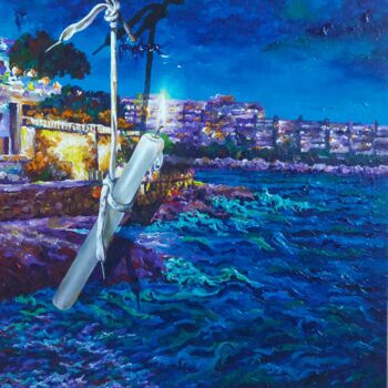 Painting titled "La noche en Salou" by Serhii Zavarzin, Original Artwork, Acrylic