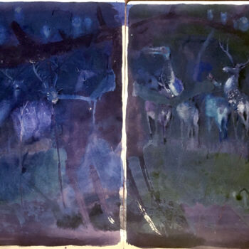 Peinture intitulée "DeerLord (diptych)" par Sergii Shkoliar, Œuvre d'art originale, Acrylique