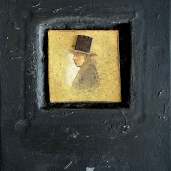 Peinture intitulée "Iron HAT" par Sergii Shkoliar, Œuvre d'art originale, Huile Monté sur Autre panneau rigide