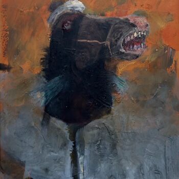 Картина под названием "Seahorse" - Sergii Shkoliar, Подлинное произведение искусства, Акрил Установлен на Другая жесткая пан…