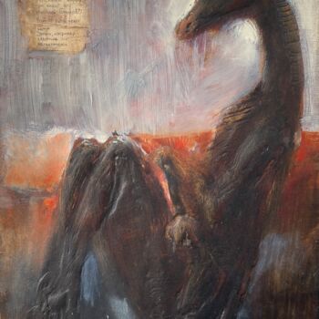 Painting titled "exquisite giraffe" by Sergii Shkoliar, Original Artwork, Oil Mounted on Other rigid panel