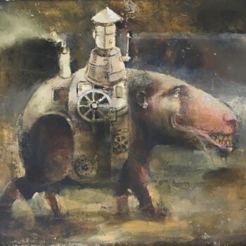 Painting titled "MechFac (Faculty of…" by Sergii Shkoliar, Original Artwork, Oil Mounted on Wood Panel
