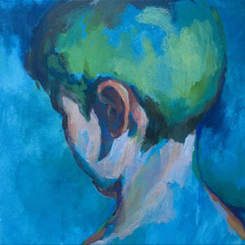 제목이 "Blue Moon"인 미술작품 Marina Shavyrina-Shkoliar로, 원작, 아크릴 나무 들것 프레임에 장착됨