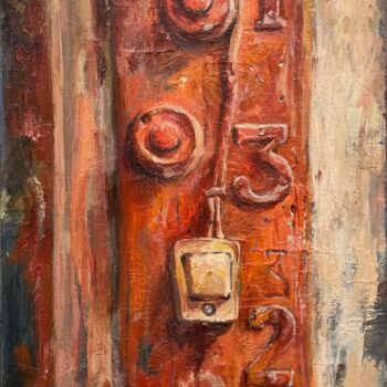 Painting titled ""Is anyone at home?…" by Marina Shavyrina-Shkoliar, Original Artwork, Oil Mounted on Wood Stretcher frame