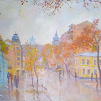 Pittura intitolato "Andreevskaya street…" da Serhiy Vutyanov, Opera d'arte originale, Olio