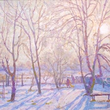 Pittura intitolato "Winter sun" da Serhiy Vutyanov, Opera d'arte originale, Olio