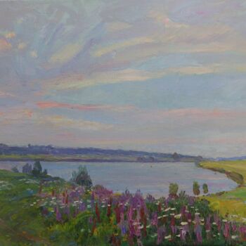 Malarstwo zatytułowany „Lake.Wildflowers.” autorstwa Serhiy Vutyanov, Oryginalna praca, Olej