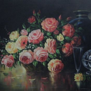 Painting titled "Roses.jpg" by Şeref Aydınlık, Original Artwork, Oil