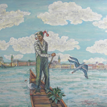Pittura intitolato "Pasarile-albastre" da Sete, Opera d'arte originale
