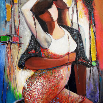Painting titled "Love and passion(90…" by Serkhach, Original Artwork, Oil Mounted on Wood Stretcher frame