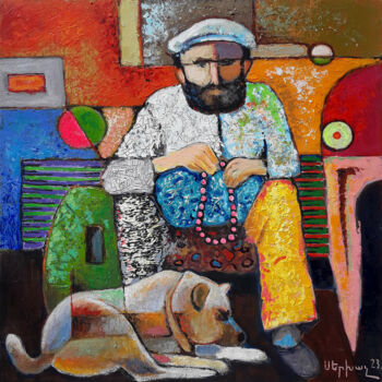 Painting titled "The peasant and the…" by Serkhach, Original Artwork, Acrylic Mounted on Wood Stretcher frame