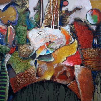 Painting titled "ABSTRACTION" by Serkhach, Original Artwork, Oil Mounted on Wood Stretcher frame