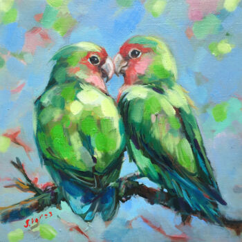 Pintura titulada "Bird original paint…" por Valerie Serova, Obra de arte original, Oleo Montado en Bastidor de camilla de ma…