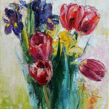 Painting titled "Spring bouquet" by Elizaveta Khudyakova, Original Artwork, Oil