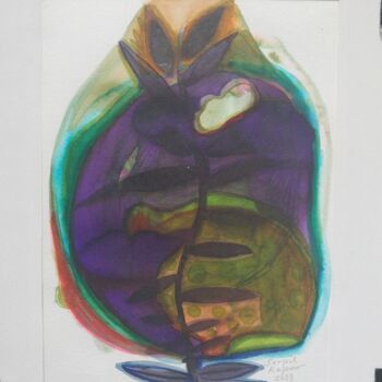 Peinture intitulée "Composition" par Serpil Kapar, Œuvre d'art originale, Aquarelle Monté sur Carton