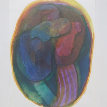 Картина под названием "Composition5" - Serpil Kapar, Подлинное произведение искусства, Акварель Установлен на картон