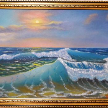 Картина под названием "Красивая волна" - Tikhon Petrov, Подлинное произведение искусства, Масло Установлен на картон