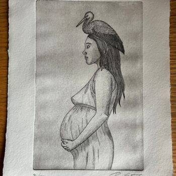 Gravures & estampes intitulée "PREGNANCY" par Ramón Serra, Œuvre d'art originale, Eau-forte