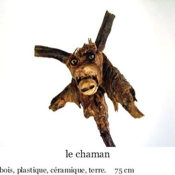 Sculpture titled "le chaman" by Martine Serrano, Original Artwork