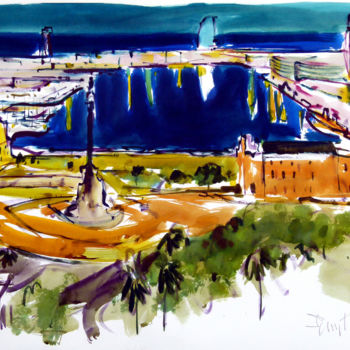 Painting titled "port de bcn" by Serrat Jurado, Original Artwork, Other