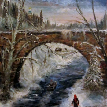 Картина под названием "Старый мост" - Servak, Подлинное произведение искусства, Масло