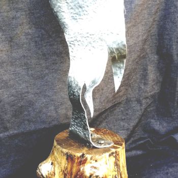 Sculpture intitulée "Oiseau perché (alu)" par Servin, Œuvre d'art originale, Métaux