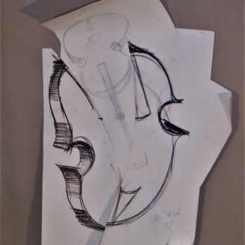 Drawing titled "Violon cannibale n°…" by Servin, Original Artwork, Pencil