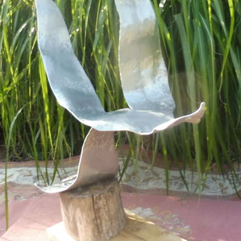 Sculptuur getiteld "Envol de l'oiseau" door Servin, Origineel Kunstwerk, Aluminium