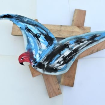 Sculpture titled "oiseau charpenté 7" by Servin, Original Artwork, Plastic