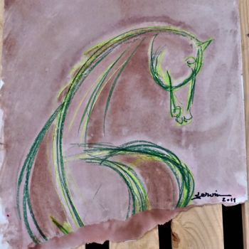 Painting titled "CHEVAL synthèse et…" by Servin, Original Artwork, Pastel