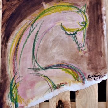 Painting titled "CHEVAL synthèse et…" by Servin, Original Artwork, Pastel