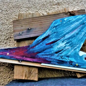 Peinture intitulée "Oiseau bleu pressé" par Servin, Œuvre d'art originale, Acrylique