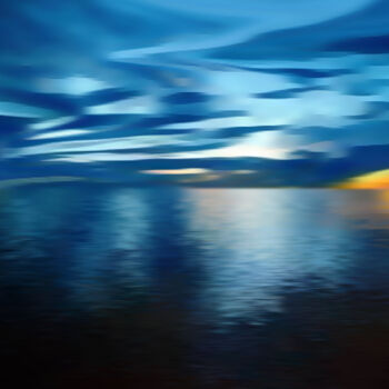Digital Arts titled "Sea Sky Blues." by Sesha, Original Artwork, Digital Painting
