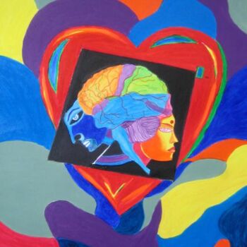 Digitale Kunst getiteld "Head vs Heart" door Sesha, Origineel Kunstwerk, Olie
