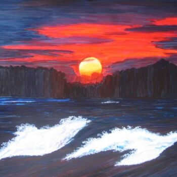 Digitale Kunst getiteld "Seascape--Sunset." door Sesha, Origineel Kunstwerk