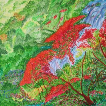 Digital Arts titled "Flame of the Forest" by Sesha, Original Artwork, Oil