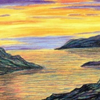 Digital Arts titled "Sundown on Rocks" by Sesha, Original Artwork, Oil