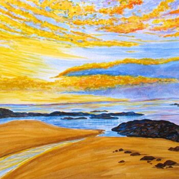 Digital Arts titled "Golden Evening." by Sesha, Original Artwork, Oil