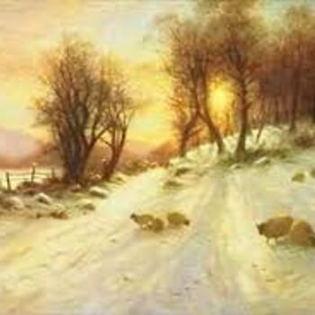 Digital Arts titled "Winter Sundown" by Sesha, Original Artwork, Oil
