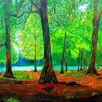 Digital Arts titled "Woods Are Lovely" by Sesha, Original Artwork, Oil
