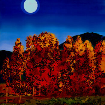 Digital Arts titled "Autumn Moon" by Sesha, Original Artwork, Oil