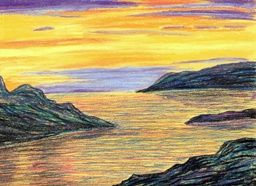 Digital Arts titled "Sundown on Rocks" by Seshadri, Original Artwork, Oil