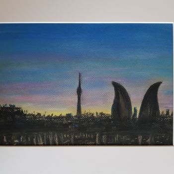 Tekening getiteld "Baku skyline" door Seva Novruz, Origineel Kunstwerk, Pastel