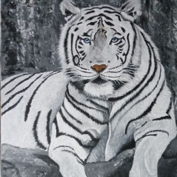 Painting titled "LeTigre blanc" by Severine Delanoue, Original Artwork, Acrylic