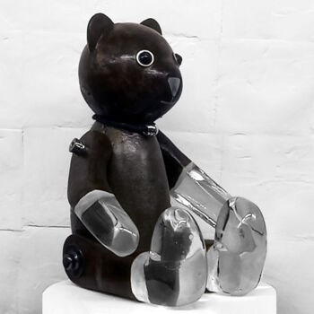 Sculpture intitulée "HandBear beardoll H…" par Seven E, Œuvre d'art originale, Acrylique